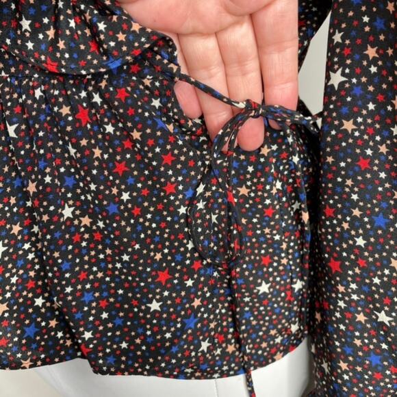 Madewell Silk Ruffle-Hem Wrap Top in Starry Night size Small - Picture 7 of 13